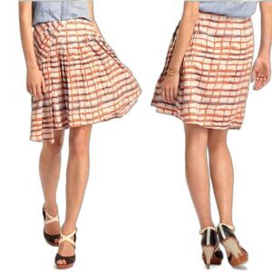 MAEVE Anthropologie “Imprecise Graph” Asymmetrical Cotton Pleat Mini Skirt Sz 8P